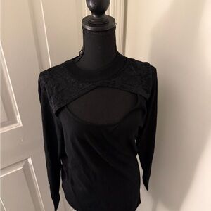 Torrid Black Sweater with Lace Detail